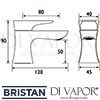 Bristan Hourglass Basin Taps Dimensions